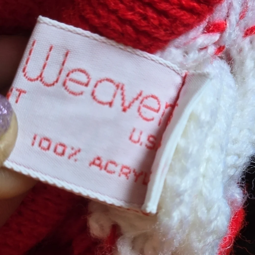 Vintage 80s West Hill Kids Red Knit Teddy Bear Pom Pom Ski Winter Hat